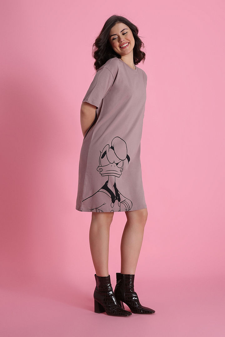 Zivame Donald Duck Knit Cotton Loungewear Dress - Fawn — image 3