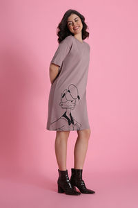 Zivame Donald Duck Knit Cotton Loungewear Dress - Fawn — thumbnail 3