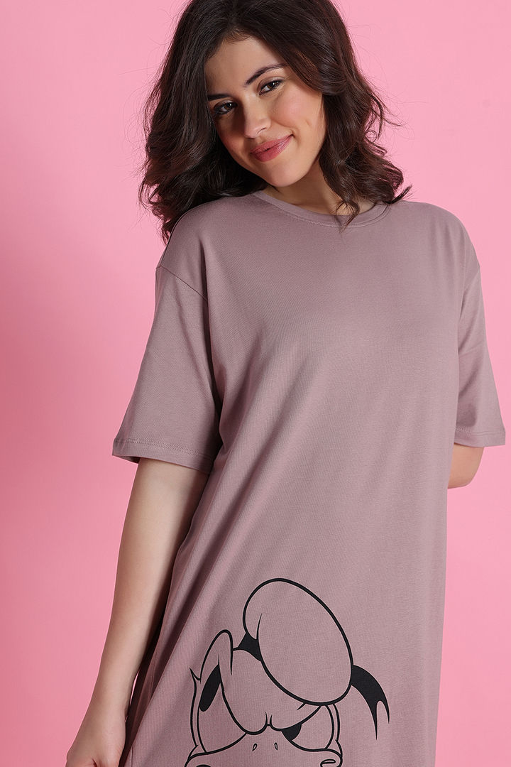 Zivame Donald Duck Knit Cotton Loungewear Dress - Fawn — image 6