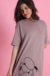 Zivame Donald Duck Knit Cotton Loungewear Dress - Fawn — thumbnail 6