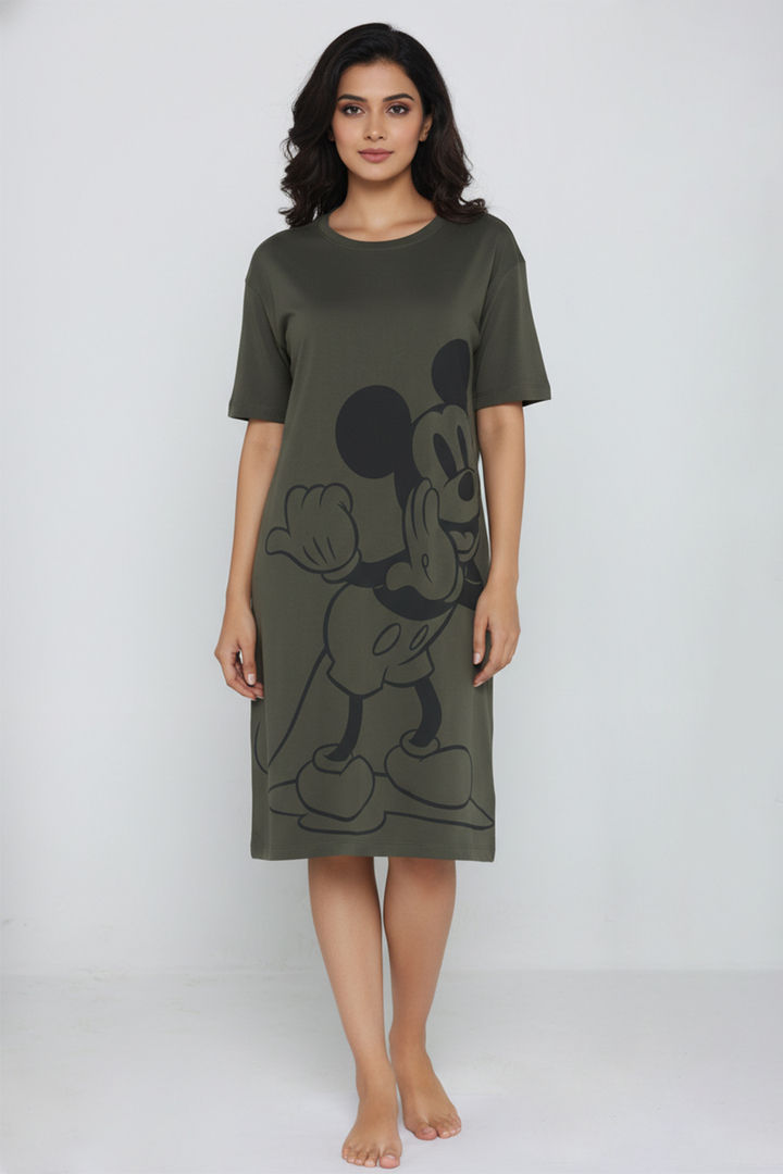 Zivame Mickey Knit Cotton Lifewear Dress - Grapeleaf — image 2