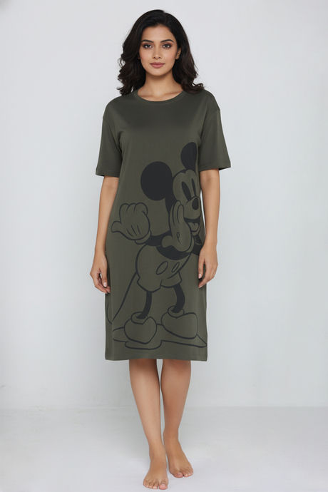 Zivame Mickey Knit Cotton Loungewear Dress - Grapeleaf — image 2