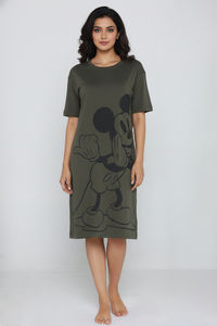 Zivame Mickey Knit Cotton Loungewear Dress - Grapeleaf — thumbnail 2
