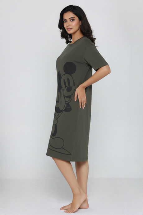 Zivame Mickey Knit Cotton Loungewear Dress - Grapeleaf — image 3