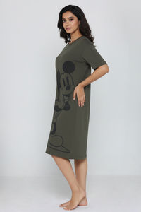 Zivame Mickey Knit Cotton Loungewear Dress - Grapeleaf — thumbnail 3