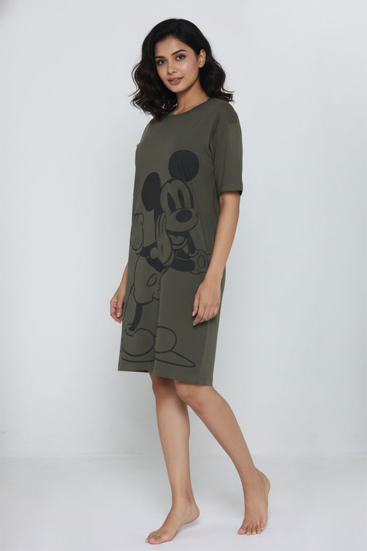 Zivame Mickey Knit Cotton Lifewear Dress - Grapeleaf — image 5
