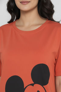 Zivame Mickey and Friends Knit Cotton Loungewear Dress - Orange Rust — thumbnail 6