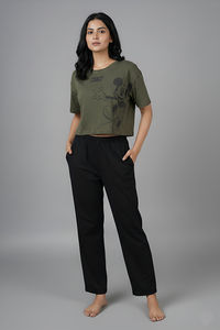 Zivame Mickey Knit Cotton Loungewear Set - Grape Leaf — thumbnail 2