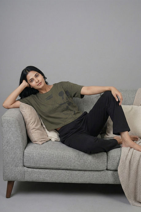 Zivame Mickey Knit Cotton Loungewear Set - Grape Leaf — image 5