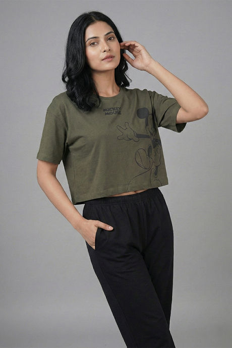 Zivame Mickey Knit Cotton Loungewear Set - Grape Leaf — image 6