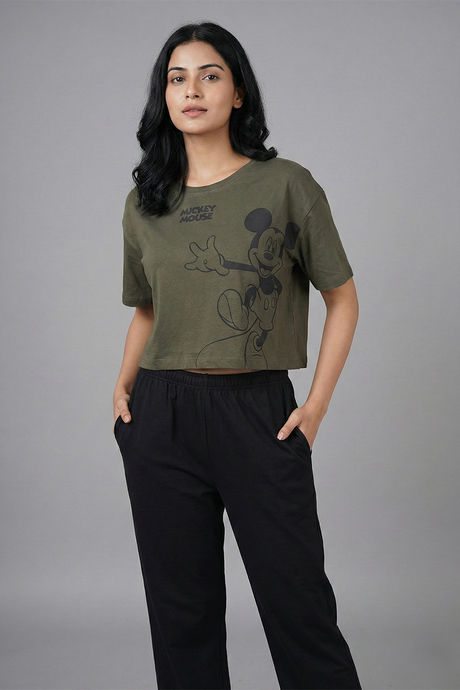 Zivame Mickey Knit Cotton Loungewear Set - Grape Leaf — image 7