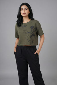 Zivame Mickey Knit Cotton Loungewear Set - Grape Leaf — thumbnail 7