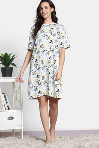 Zivame 2 Mile Fashion Knit Cotton Oversized Knee Length Loungewear Dress - Marshmallow — thumbnail 4