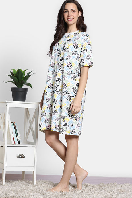 Zivame 2 Mile Fashion Knit Cotton Oversized Knee Length Loungewear Dress - Marshmallow — image 5