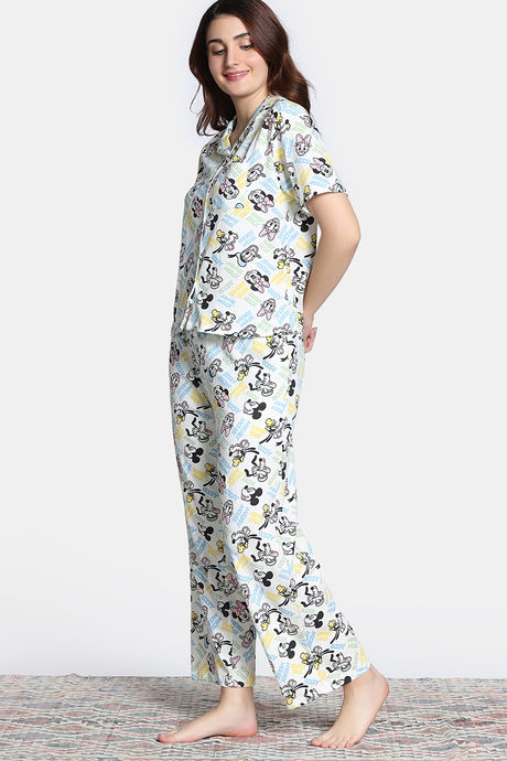 Zivame Mickey Mania Knit Cotton Loungewear Set - Marshmallow — image 4