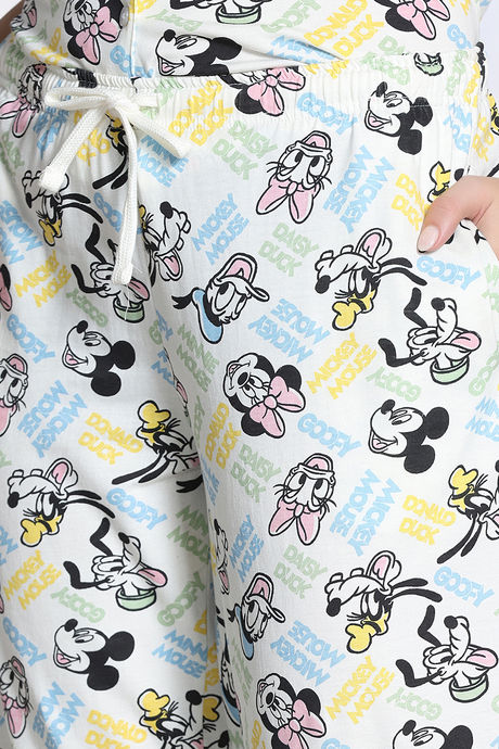 Zivame Mickey Mania Knit Cotton Loungewear Set - Marshmallow — image 7