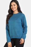 Zivame Retro Peek Jumpers Flat Knit Loungewear Top - Teal — thumbnail 3