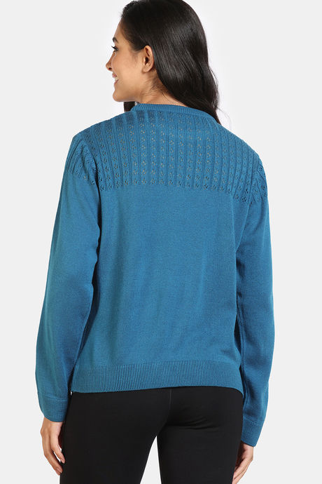 Zivame Retro Peek Jumpers Flat Knit Lifewear Top - Teal — image 4
