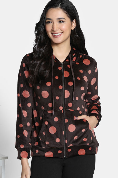 Zivame Knit Poly Velour Jacket - Caviar — image 2