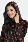 Zivame Knit Poly Velour Jacket - Caviar — thumbnail 6