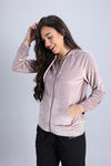Zivame Knit Poly Velour Jacket - Fawn — thumbnail 2