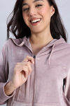 Zivame Knit Poly Velour Jacket - Fawn — thumbnail 5