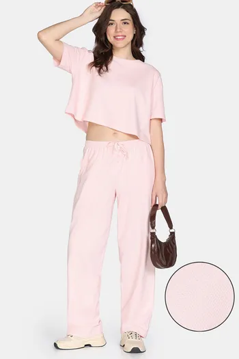 Zivame 2 Mile Fashion Knit Cotton Loungewear Set - Pink Dogwood