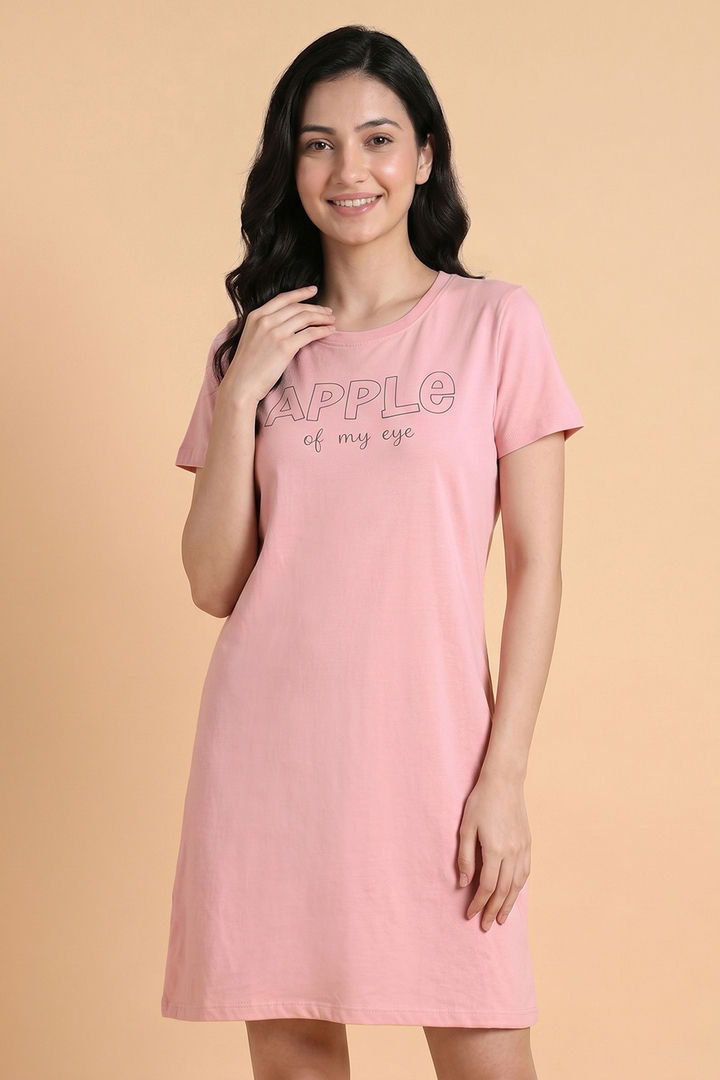 Zivame Knit Cotton Knee Length Nightdress - Strawberry — image 4