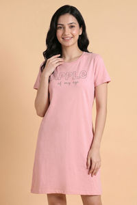 Zivame Knit Cotton Knee Length Nightdress - Strawberry — thumbnail 4