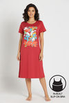 Zivame Smurf Collection Knit Cotton Mid Length Nightdress - Salsa — thumbnail 1