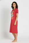 Zivame Smurf Collection Knit Cotton Mid Length Nightdress - Salsa — thumbnail 2