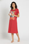 Zivame Smurf Collection Knit Cotton Mid Length Nightdress - Salsa — thumbnail 4