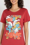Zivame Smurf Collection Knit Cotton Mid Length Nightdress - Salsa — thumbnail 5