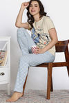 Zivame Farm Lore Knit Cotton Pyjama Set - Beige — thumbnail 1