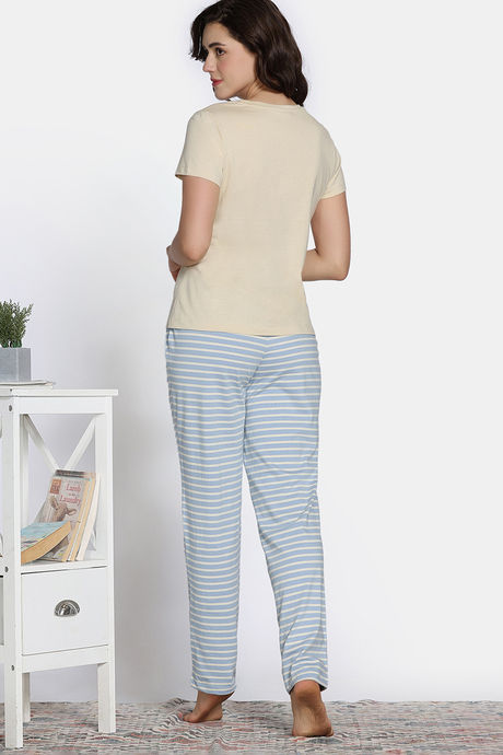 Zivame Farm Lore Knit Cotton Pyjama Set - Beige — image 4