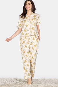 Zivame Garfield Collection Knit Cotton Loungewear Set - Parchment — thumbnail 3