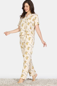 Zivame Garfield Collection Knit Cotton Loungewear Set - Parchment — thumbnail 4