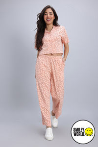 Zivame Smiley World Knit Cotton Loungewear Set - Peach Parfait — thumbnail 2