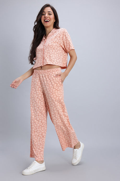 Zivame Smiley World Knit Cotton Loungewear Set - Peach Parfait — image 3