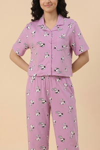 Zivame Snoopy Knit Cotton Loungewear Set - Phalaenopsis — thumbnail 5