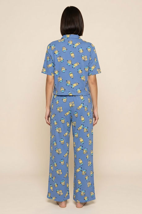 Zivame Minions Knit Cotton Loungewear Set - Riviera — image 4