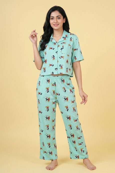 Zivame Mickey & Friends Knit Cotton Loungewear Set - Yucca — image 2