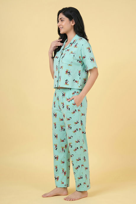 Zivame Mickey & Friends Knit Cotton Loungewear Set - Yucca — image 4