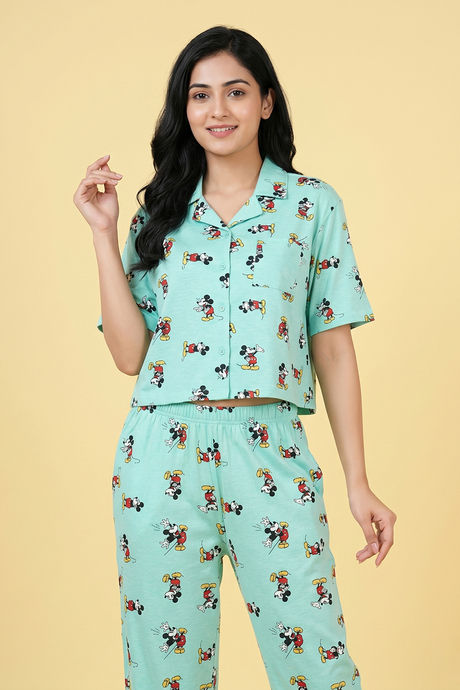 Zivame Mickey & Friends Knit Cotton Loungewear Set - Yucca — image 5