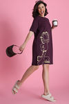 Zivame Garfield Knit Cotton Loungewear Dress - Fig — thumbnail 1