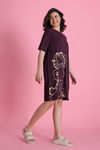 Zivame Garfield Knit Cotton Loungewear Dress - Fig — thumbnail 3