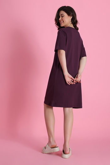 Zivame Garfield Knit Cotton Loungewear Dress - Fig — image 4