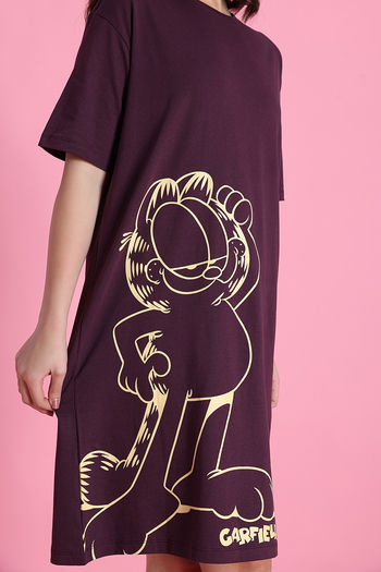 Zivame Garfield Knit Cotton Loungewear Dress - Fig — image 6