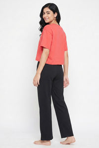 Zivame Peanuts Knit Cotton Loungewear Set - Cayenne — thumbnail 2