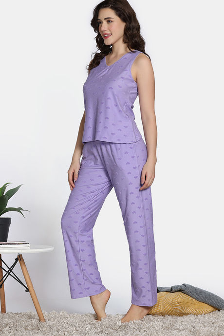 Zivame 2 Mile Fashion Knit Cotton Pyjama Set - Lavender — image 4